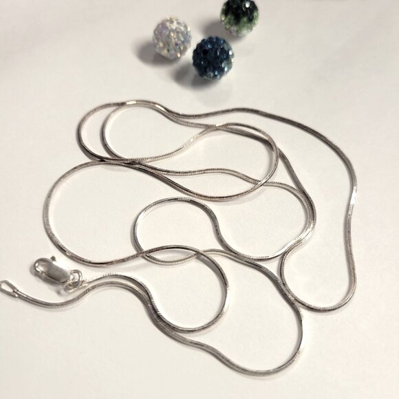 30 Inch Sterling Silver Snake Necklace, 925 Sterling Silver Chain 30 in - Picture 1 of 14